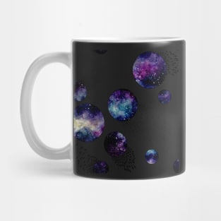 Watercolor Galaxy in Circles and Black Lines Mug